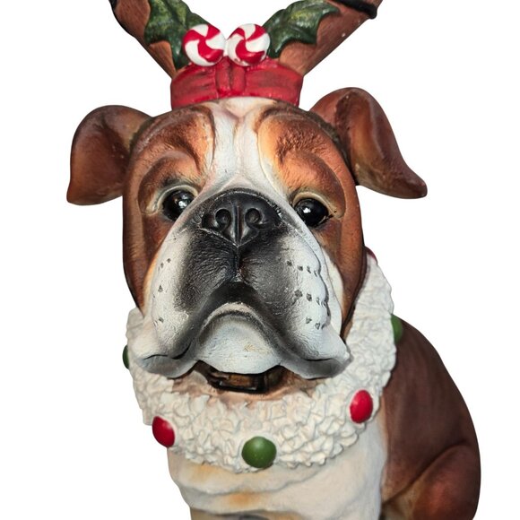 Cracker Barrel Mingle Jingle Holiday Bulldog Reindeer statue (24 inches) - Picture 2 of 9